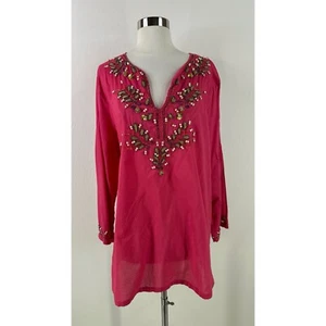 Denim 24/7 100% Cotton Bohemian Embroidered Womens Top Size 20w Strawberry - Picture 1 of 9