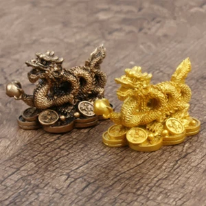 Chinese Zodiac Twelve Statue Gold Dragon Statue Home Decoration Feng Shui Crafts - Picture 1 of 8