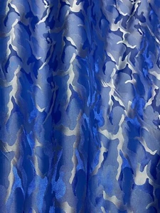 Army Camouflage Viscose Iridescent Satin Feel Non Static Fabric Blue Silver - Picture 1 of 3