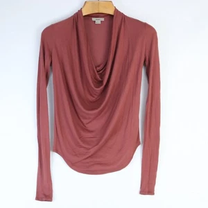 HELMUT BY HELMUT LANG LS COWL NECK THIN KNIT VISCOSE TOP PURPLE PETITE SMALL USA - Picture 1 of 5