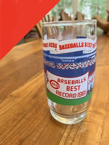 Vintage 1981 CINCINNATI REDS BASEBALL BEST RECORDS GLASS 14 oz Cover