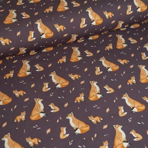 Cotton Jersey Fabric, Fox Fabric, Animal Fabric, Autumn Fabric, Dress Fabric - Picture 1 of 6