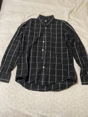 Saturdays Surf NYC Windowpane Long Sleeve Button Up Shirt Black Size S - Image 1 of 2