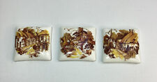 3 Swangrove LTD Bone China Cottages Mini Tiles Vintage Made in England 2”x 2”