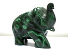 2 Inches Elephant Statue Hand Carved Malachite Stone Elephant For Home Decor