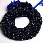 Wholesale Natural Blue Sapphire Gemstone AAA Micro Faceted Round Beads Strand