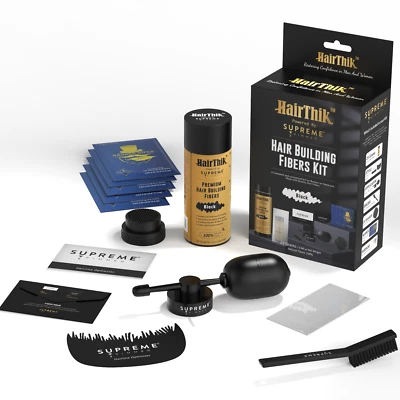 HairThik Hair Building Fibers Starter Kit, Instant Fuller Look | Black HFB7/B - Image 1 of 4