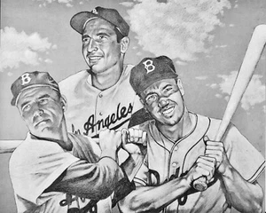 Pee Wee Reese Sandy Koufax Duke Snider Photo Artwork Brooklyn Dodgers 10x8 Art - Imagen 1 de 1