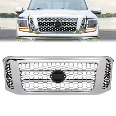 Nuevo para Nissan Titan XD 2017-2019 conjunto de parrilla de gas superior cromado plateado Foto 1 de 4