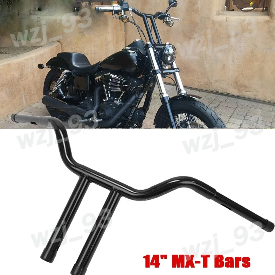 Manillar de barra MX-T de 14"" negro para Harley Sportster Iron 883 1200 48 72 Roadster Foto 1 de 4