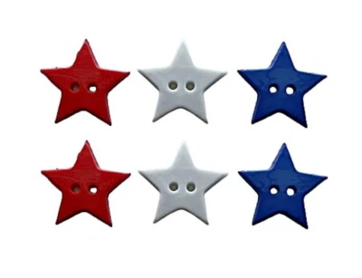 Star Power - Patriotic Buttons - Craft Sewing Scrap - Shelly's Buttons - July 4 - Image 1 of 2