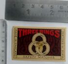 BL England vintage matchbox label THREE RINGS