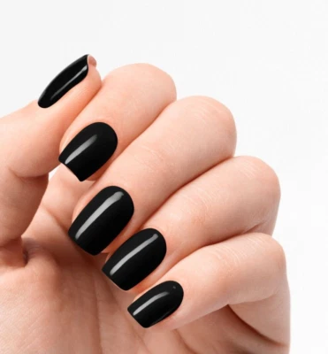 Künstliche Nägel 24p - schwarz glänzend kurz - zum aufkleben press on nails kleb