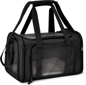 Henkelion Pet Carrier TSA Approved for Small Medium Cats Dogs up to 15lbs Black - Picture 1 of 8