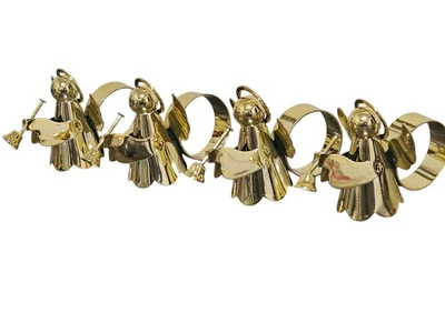 Set of 4 Vintage Brass Christmas Angels Napkin Holders AM - Image 1 of 4