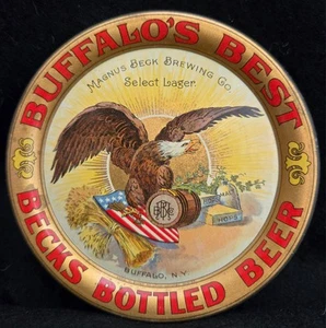 Buffalo's Best c.1905 Magnus Becks Brewing N.Y. Bottled Beer Tip Tray Eagle Flag - Picture 1 of 3