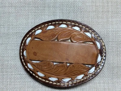 Hebilla de cinturón vintage TOOLED cuero de vaca occidental vaquero con cordones Foto 1 de 4