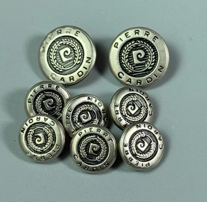Pierre Cardin Blazer Replacement Buttons Set of 8 Silver Tone Vintage - Picture 1 of 3
