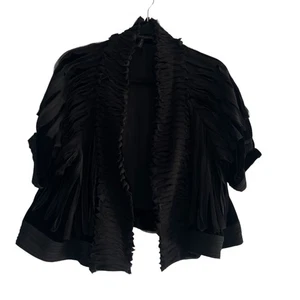 BCBG MaxAzria Poncho Samt Bolero Gr. L schwarz Biesen Whimsygoth Seide Top - Bild 1 von 10