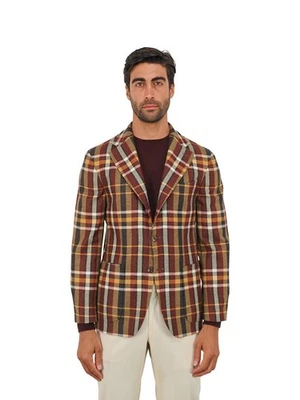 $2200 RUBINACCI Green / Brown Checks Jacket Sport Coat 100% Cashmere 38 US 48 EU - Image 1 of 4