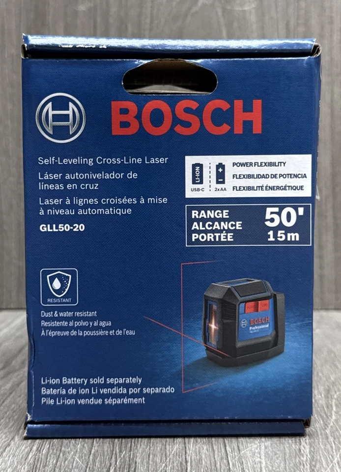 Bosch GLL50-20 50ft Range Self Leveling Cross Line Laser (NEW SEALED)