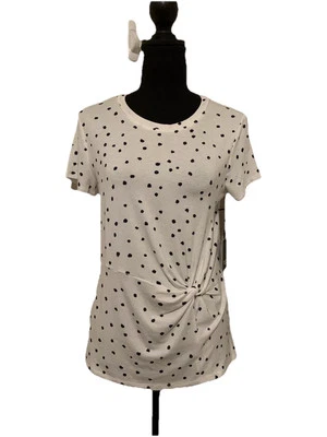 Top de mujer Simply Vera Wang blanco negro lunares manga corta talla pequeña S nuevo con etiquetas Foto 1 de 4