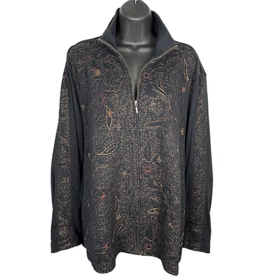 Spa By Chicos Embroidered Beaded Jacket Size 3 XL 16 Full Zip Floral Artsy - Image 1 of 4
