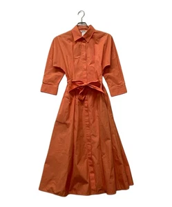 MaxMara/ Vestido camisero con cinturón, naranja, talla 42 - Imagen 1 de 4