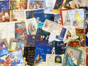 Lote de 67 tarjetas de felicitación religiosas de colección FRENTES álbum de recortes manualidades ~ ángeles de la natividad de Navidad++ - Imagen 1 de 12