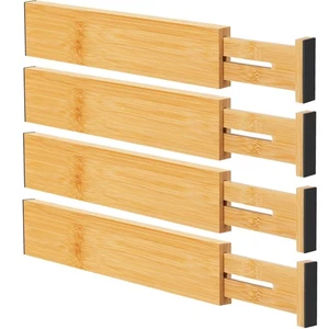 Bamboo Drawer Dividers Organizers, Kitchen Drawer Organizer, Adjustable Drawe... - Picture 1 of 7