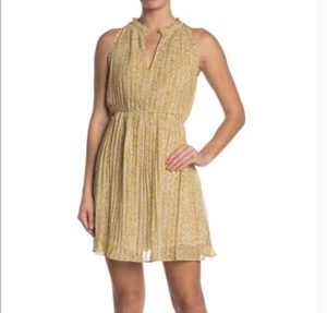 Neu mit Etikett Anthropologie S See U Soon A-Linien-Kleid Taille zum Binden Rüschenbesatz Kragen Plissee - Bild 1 von 10