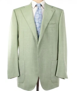 Cesare Attolini NWOT 100% Wool 120s Sport Coat Size 55R US 45R Light Green/White - Picture 1 of 11