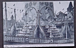 Brooklyn NY Coney Island Scene at Luna Park Cascade & Fountain by I Stern 194 - Picture 1 of 1
