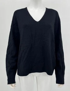 Vince Pullover schwarz V-Ausschnitt gerippt Wolle & Kaschmir Damen Gr. L NEU Neu mit Etikett N138 - Bild 1 von 2
