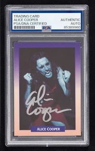 Alice Cooper Signed 1991 Brockum Rock Cards #165 (PSA) Rock Singer Songwriter - Picture 1 of 2