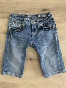 Miss Me Girls Bermuda Denim Shorts Embellished Embroidered  Size 10 - Picture 1 of 6