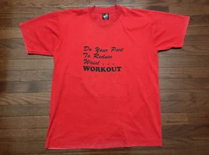 1994 WORKOUT T SHIRT MENS LARGE RED BLACK REDUCE WAIST 90's VINTAGE 1990's e - Picture 1 of 7