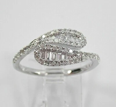 2Ct Baguette Cut Simulated Diamond Solitaire Engagement Ring 14k White Gold Over - Image 1 of 4