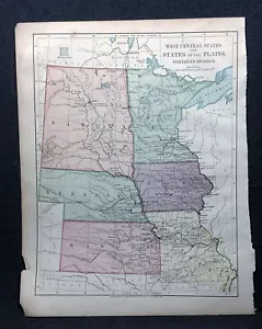 1884 West Central States EE. UU. Harper and Brothers derechos de autor 1875 mapa efímero - Imagen 1 de 1