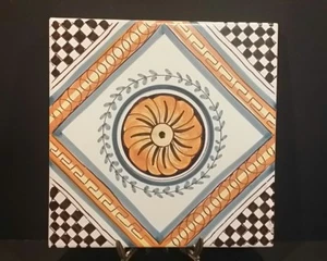 Vietri Pottery Tile CAVA 7-7/8" x 7-7/8" made/painted by hand in Italy - 1966 - Picture 1 of 7