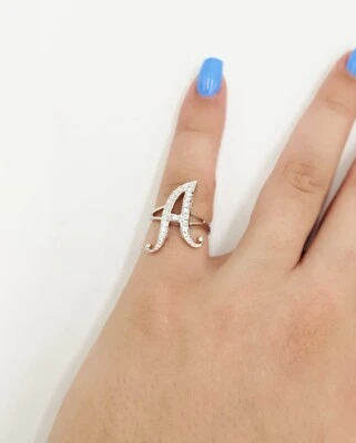 ALFABETO GRANDE LETTERA A CON ZIRCONI IN ARGENTO 925 RODIATO IN ORO BIANCO 18KT - Immagine 1 di 3