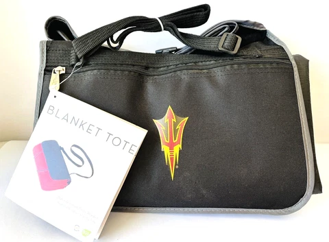 Picnic Time Blanket Tote ASU Sun Devils Pitchfork Logo Black Maroon Gold 58"x50" Cover