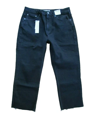 NWT TOPSHOP Straight  Petite Black Crop Raw Hem Jeans Womens Size 32 x 23" - Image 1 of 4