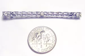 Antigua filigrana ART DECO 2" ORO BLANCO 14k corte mina 3 PIEDRAS PRECIOSAS BARRA PIN 1,93 gr - Imagen 1 de 5