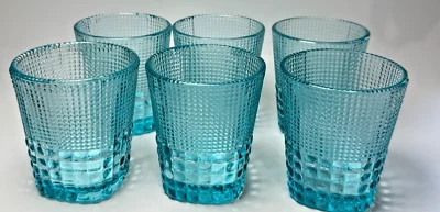 6 Fortessa Malcolm Pool Blue Double Old Fashion Cocktail Glasses Barware 11.5oz - Image 1 of 3