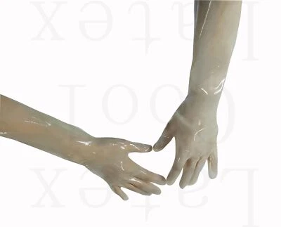 LATEX COOL 100% Latex Rubber Gummi Transparent Handschuhe Gloves Cluber Mitten 0.4mm M-XL