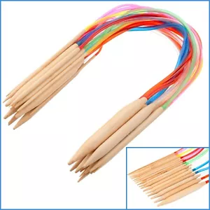 18pcs 40cm Bamboo 2mm - 10mm Colourful Lightweight Circular Knitting Needle Set - Picture 1 of 3