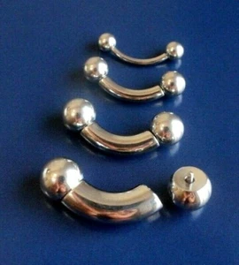 2mm-10mm Heavy Gauge Curved Barbell Ear Piercing Prince Albert Nipple Tongue Big - Picture 1 of 5