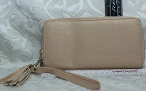 Faux Leather Zipper Wallet, Zip Around with Tassel - Picture 1 of 3