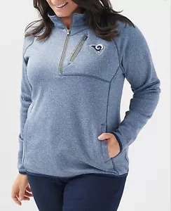 Maglione donna Los Angeles Rams NFL abbigliamento logo quarto zip blu XL nuovo con etichetta - Foto 1 di 1